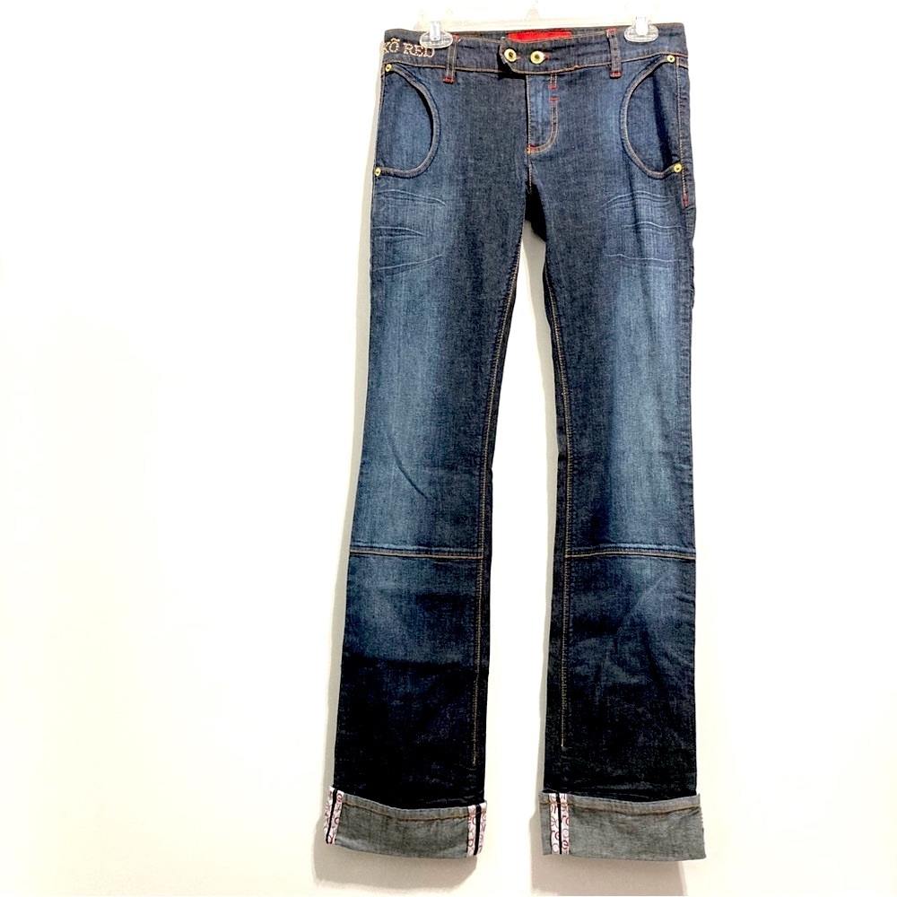 Ecko Red Women’s Dark Blue Cuffed Straight Leg Denim Jeans